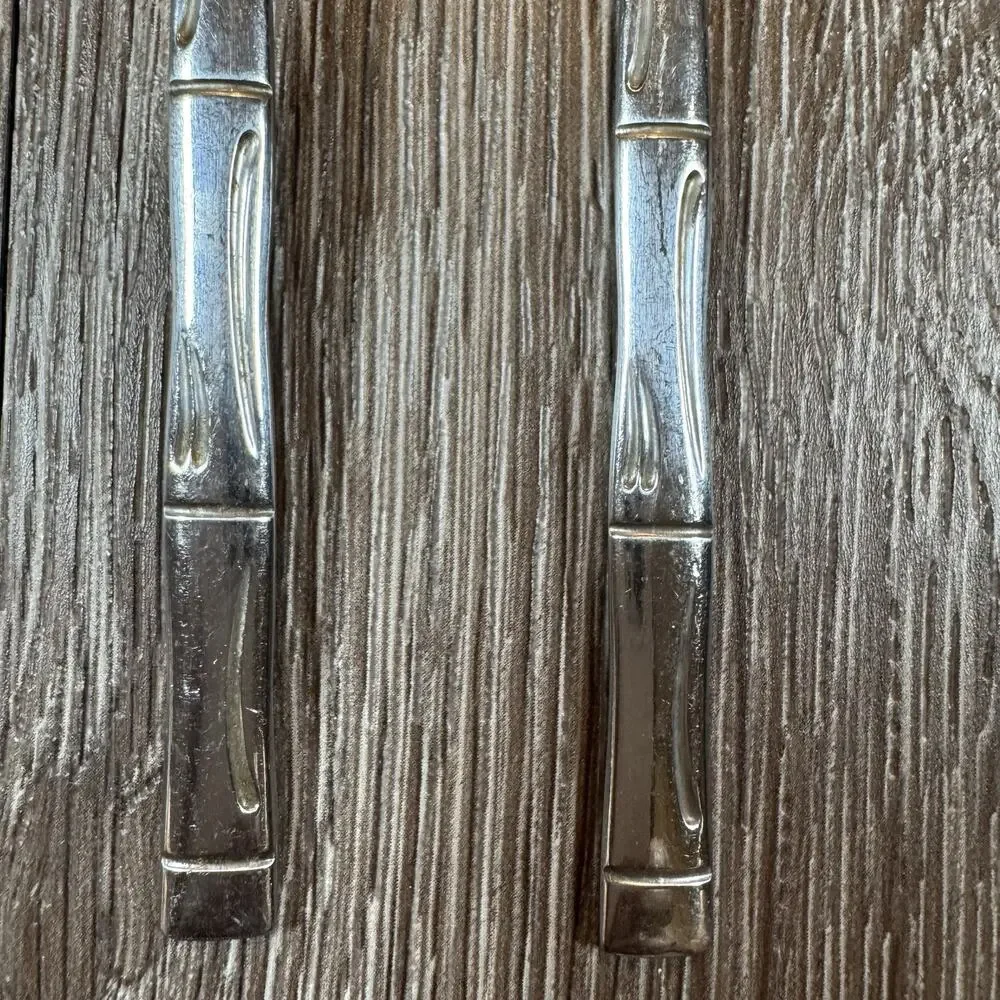 Continental Silver CSS9 Flat Bamboo Handle Glossy Flatware Japan Iced Tea Spoons
